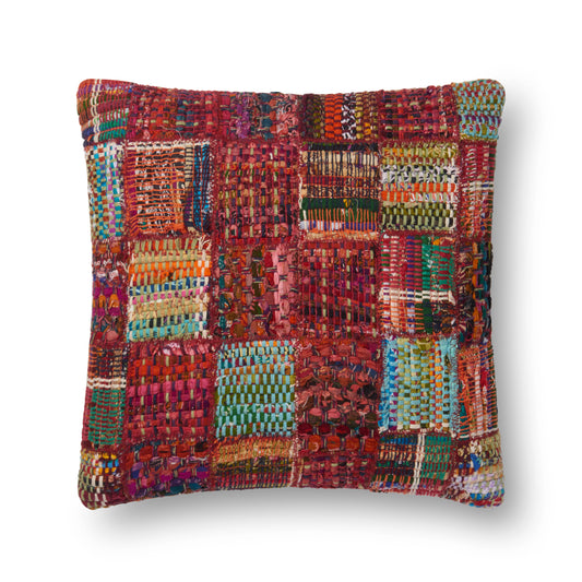 Photo of a pillow;  P0535 Red / Multi 13" x 21" Cover w/Poly Pillow