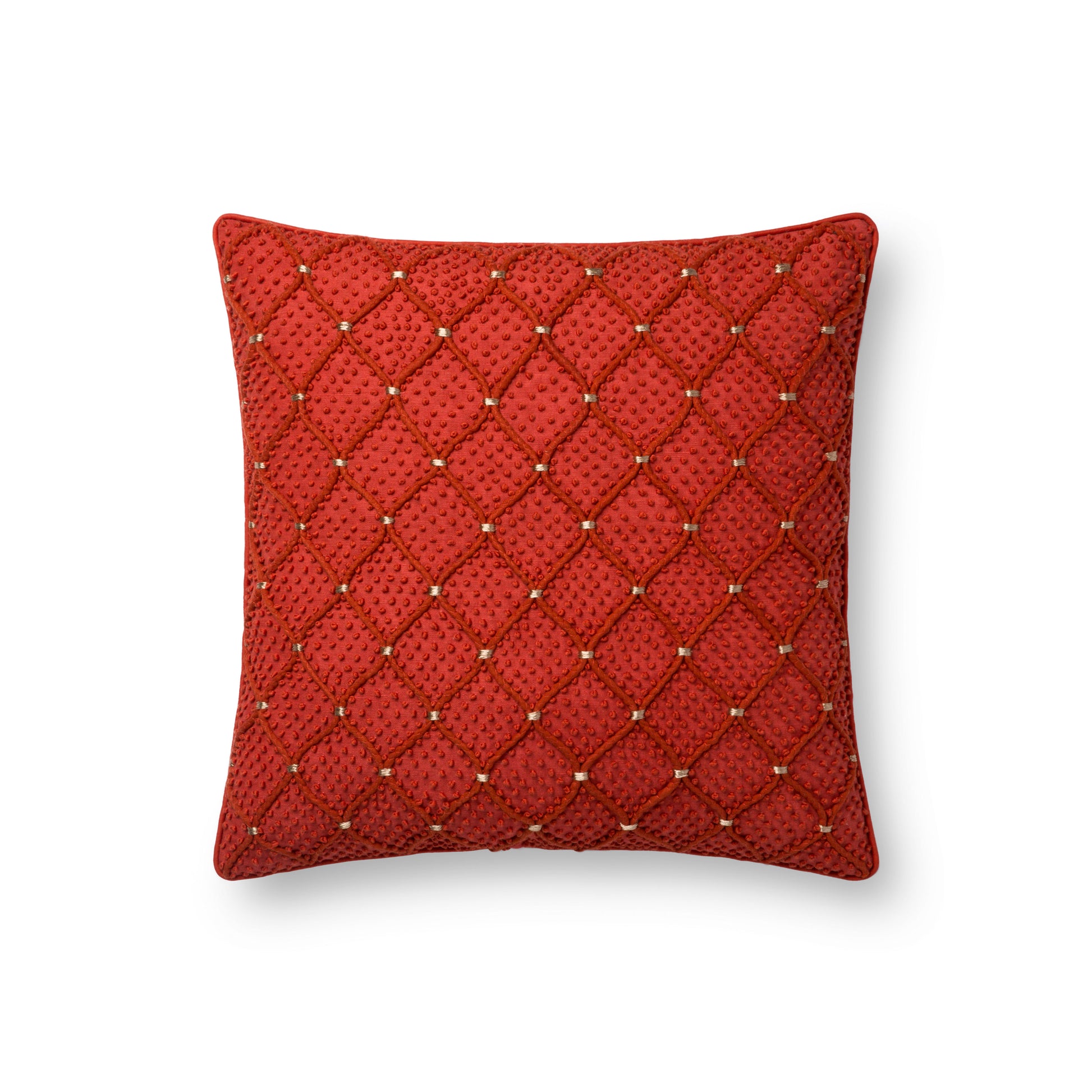 Photo of a pillow;  P0675 Rust / Gold 18" x 18" Cover w/Poly Pillow