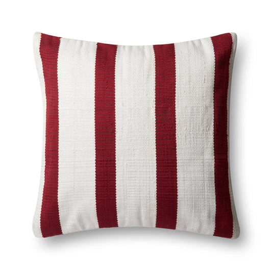 Photo of a pillow;  P0507 Red / Ivory 22" x 22" Cover w/Poly Pillow