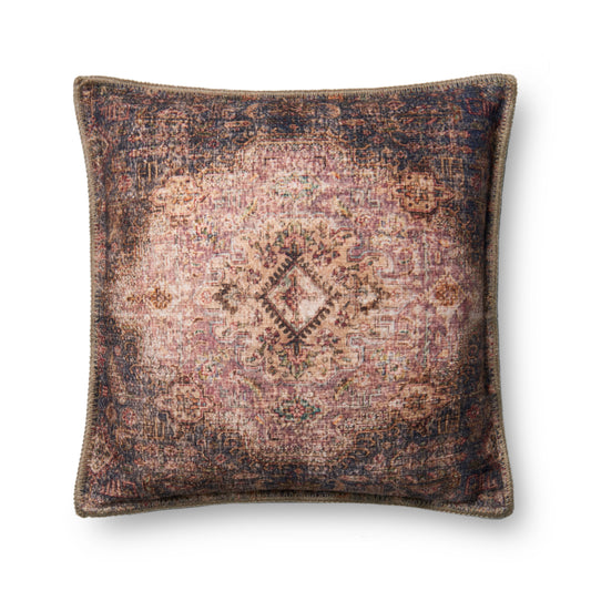 Photo of a pillow;  P0653 Beige / Multi 22" x 22" Cover w/Poly Pillow