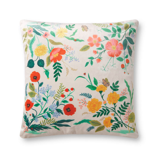 Photo of Loloi's Rifle Paper Co. x Loloi PRP0024 Botanical Multi 22" x 22" Cover w/Poly Pillow