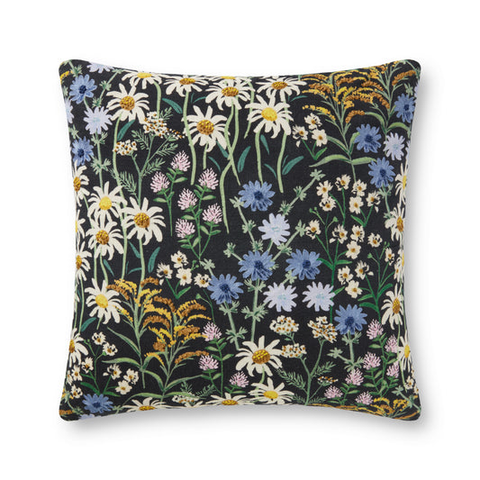 Photo of Loloi's Rifle Paper Co. x Loloi PRP0026 Wildflowers Black 22" x 22" Cover w/Poly Pillow