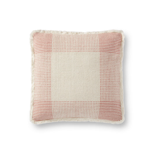 Photo of a pillow;  P0917 Natural / Pink 18" x 18" Cover w/Poly Pillow