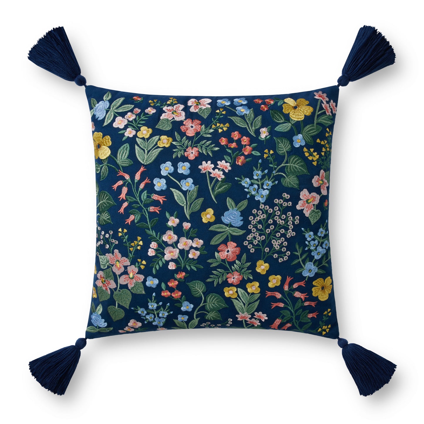 Photo of Loloi's Rifle Paper Co. x Loloi Navy 18'' x 18'' Cover Only Pillow