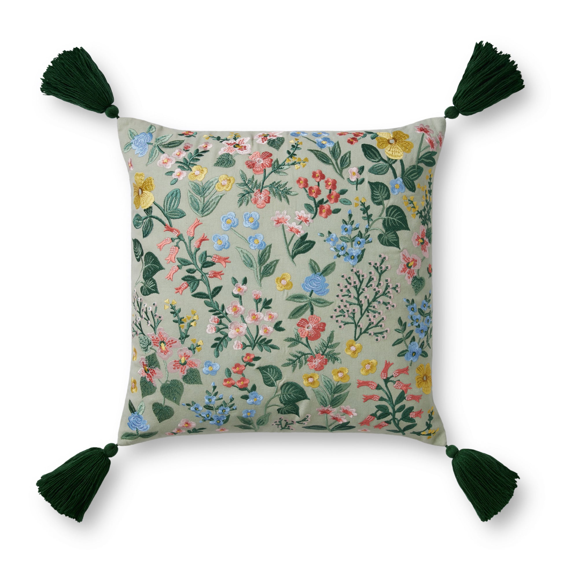 Photo of Loloi's Rifle Paper Co. x Loloi Mint 18'' x 18'' Cover Only Pillow