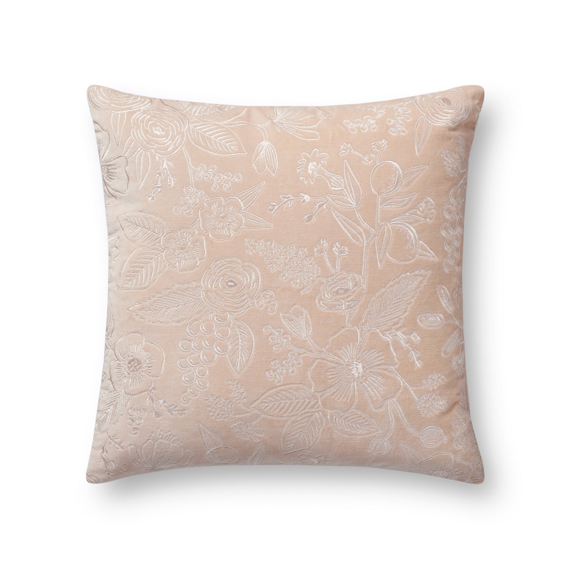 Photo of Loloi's Rifle Paper Co. x Loloi PRP0056 Blush 18'' x 18'' Cover w/Poly Pillow