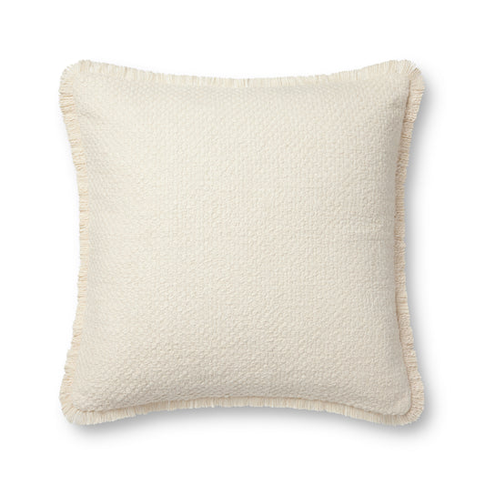 Photo of a pillow;  PLL0121 Ivory 22'' x 22'' Cover w/Poly Pillow