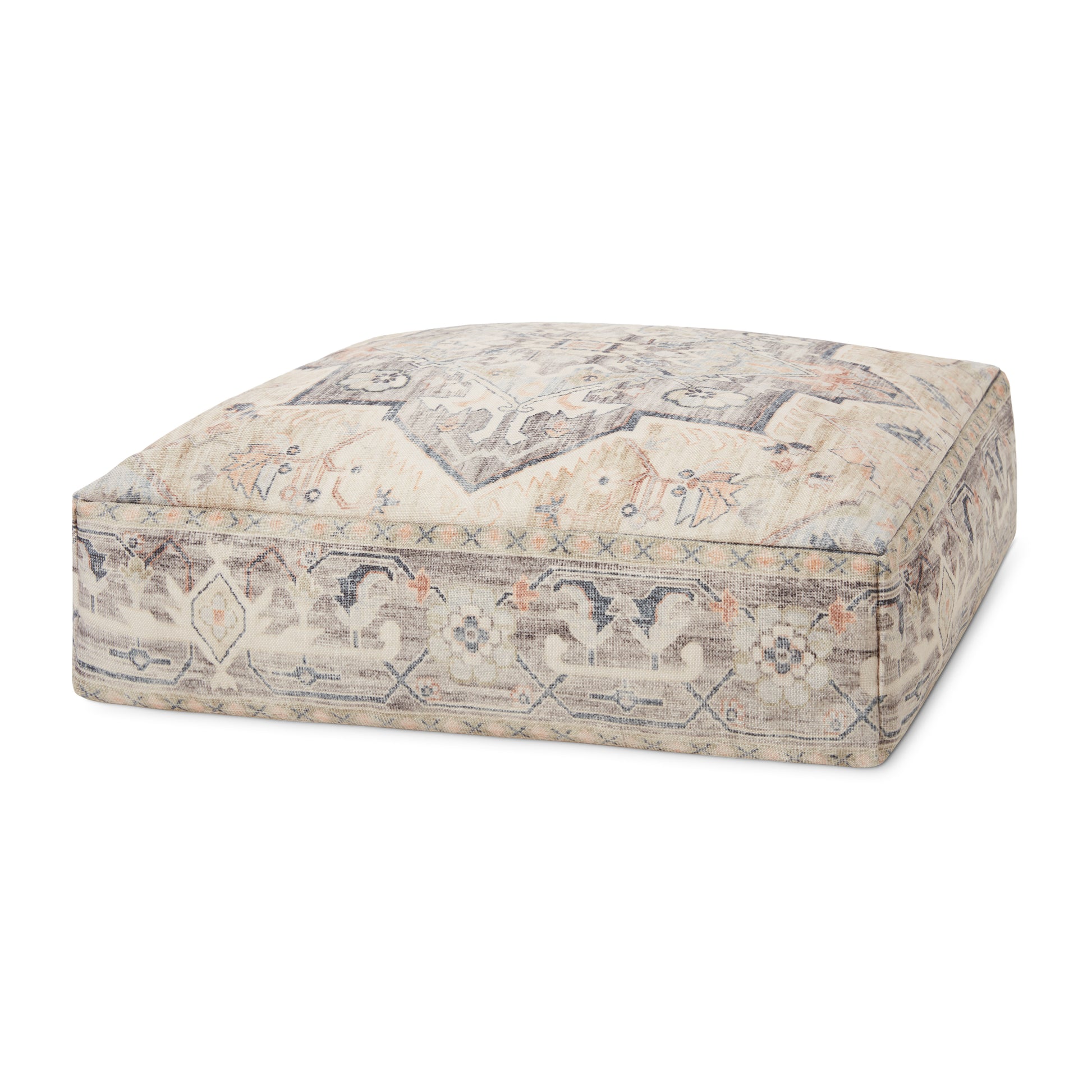 Picture of Loloi LPF0021 Beige / Multi 24"W x 24"D x 8"H Pouf