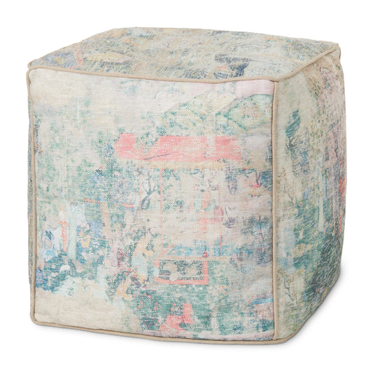 Picture of Loloi LPF0031 Blue / Multi 18"W x 18"D x 18"H Pouf