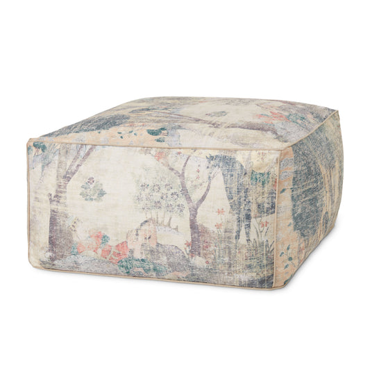 Picture of Loloi LPF0032 Blue / Multi 36"W x 36"D x 17"H Pouf