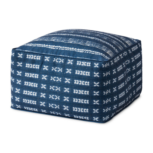 Picture of Loloi PF0007 Indigo / Ivory 20"W x 20"D x 12"H Pouf