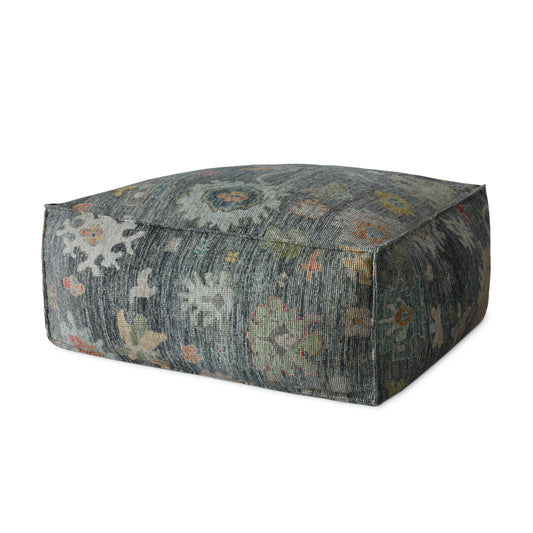 Picture of Loloi LPF0034 Charcoal / Multi 36"W x 36"D x 17"H Pouf