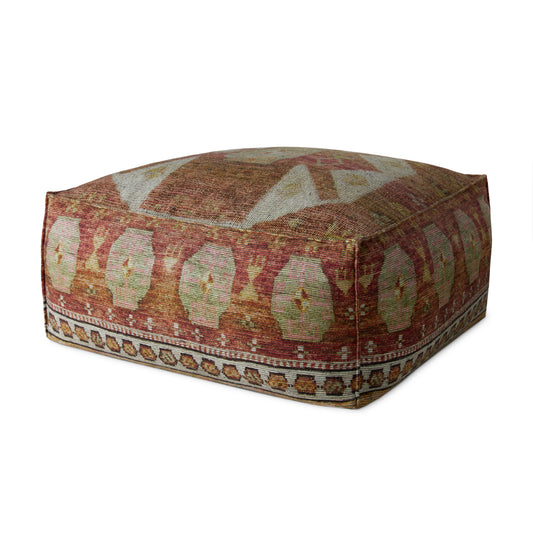 Picture of Loloi LPF0035 Terracotta / Multi 36"W x 36"D x 17"H Pouf