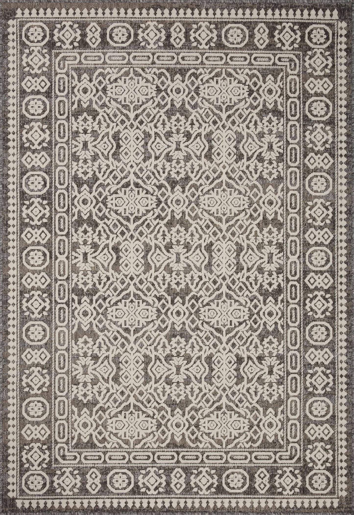 A picture of Loloi's Rainier rug, in style RAI-02, color Pebble / Ivory