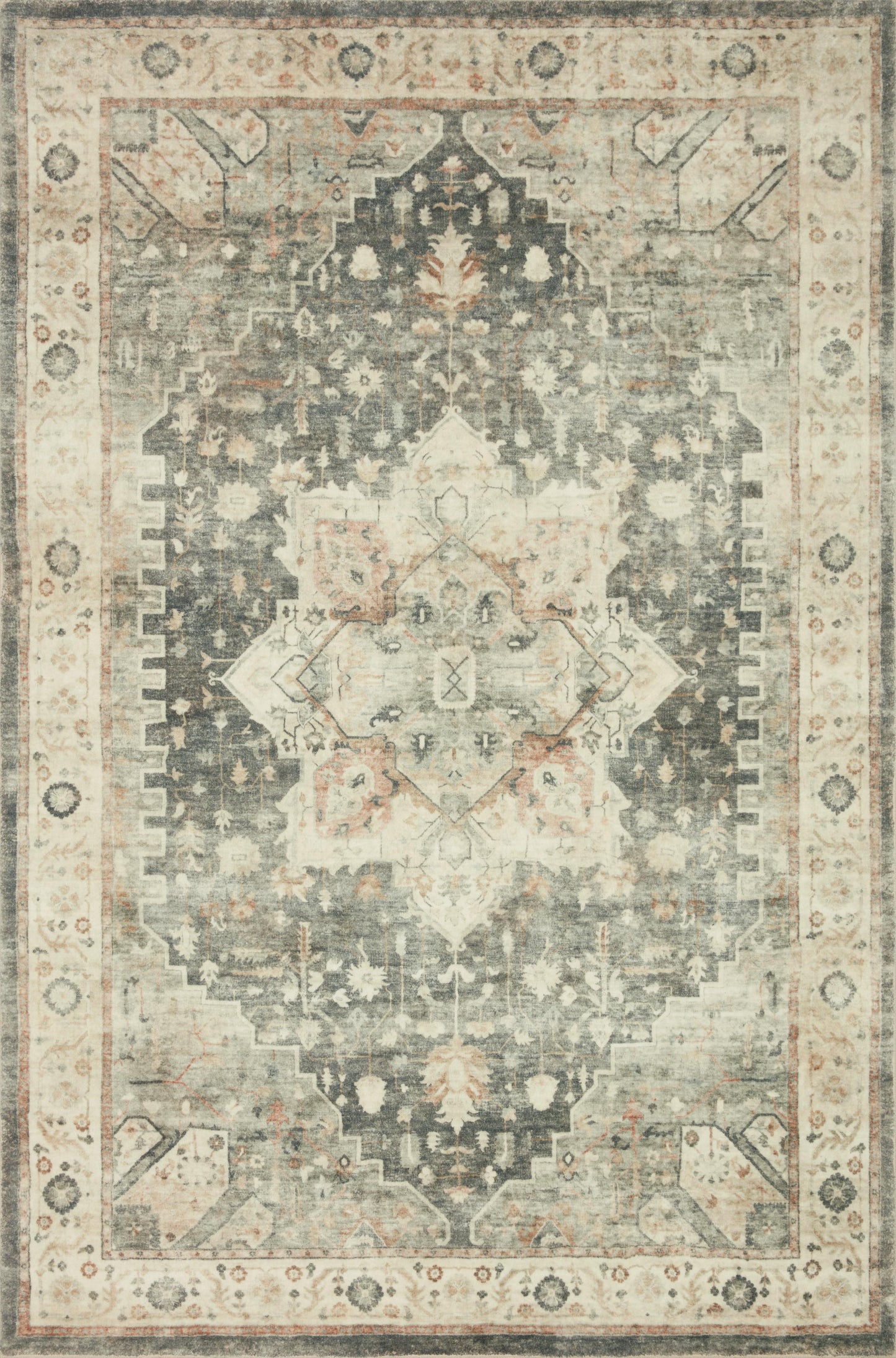 A picture of Loloi's Rosette rug, in style ROS-09, color Slate / Ivory