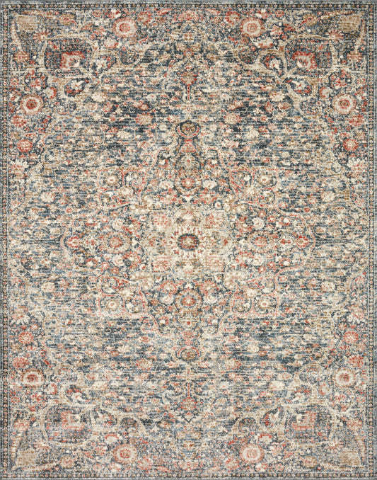 A picture of Loloi's Saban rug, in style SAB-02, color Blue / Spice