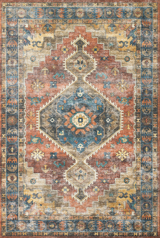 A picture of Loloi's Skye rug, in style SKY-11, color Rust / Blue
