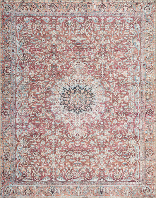 A picture of Loloi's Wynter rug, in style WYN-05, color Tomato / Teal