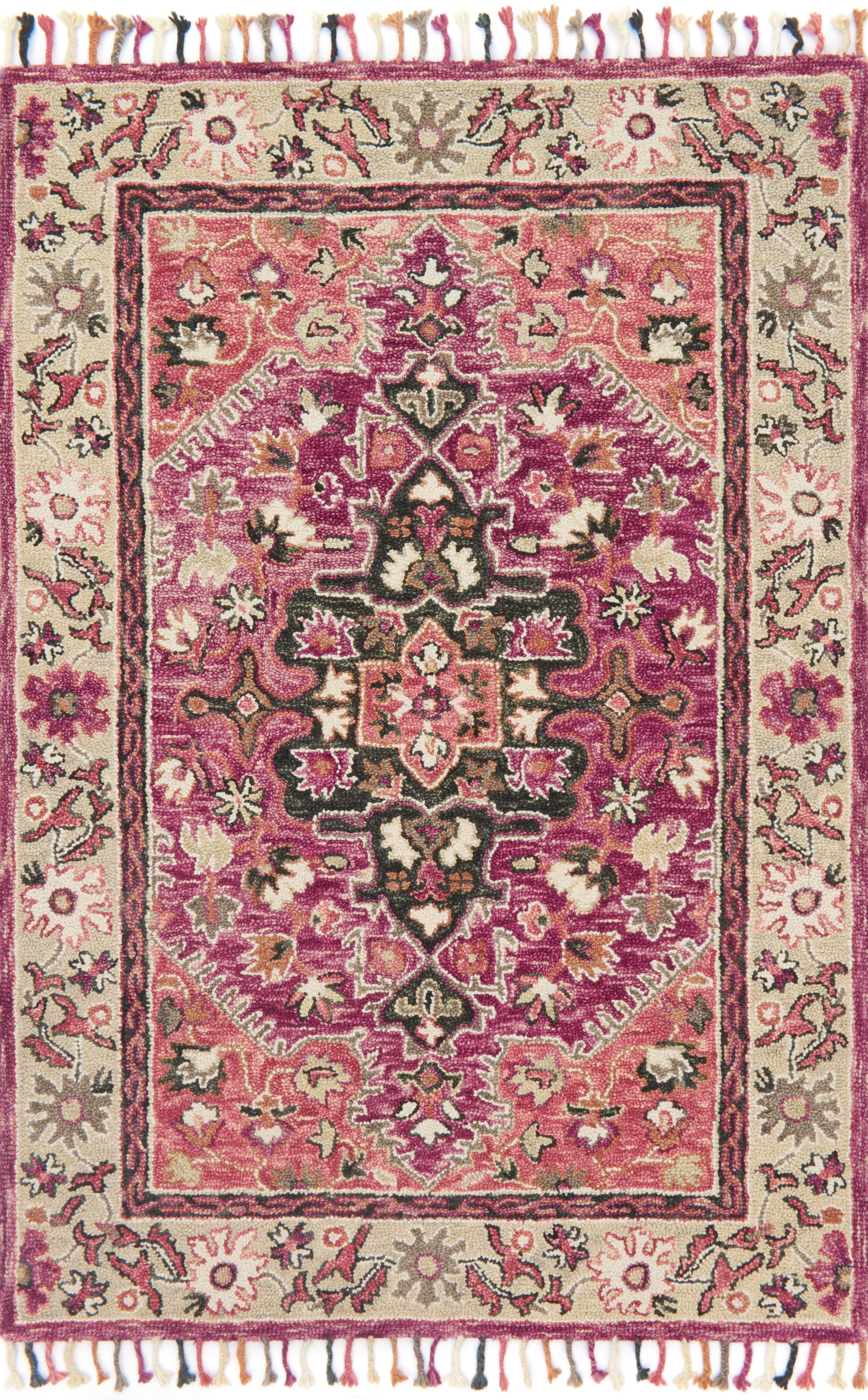 A picture of Loloi's Zharah rug, in style ZR-05, color Raspberry / Taupe